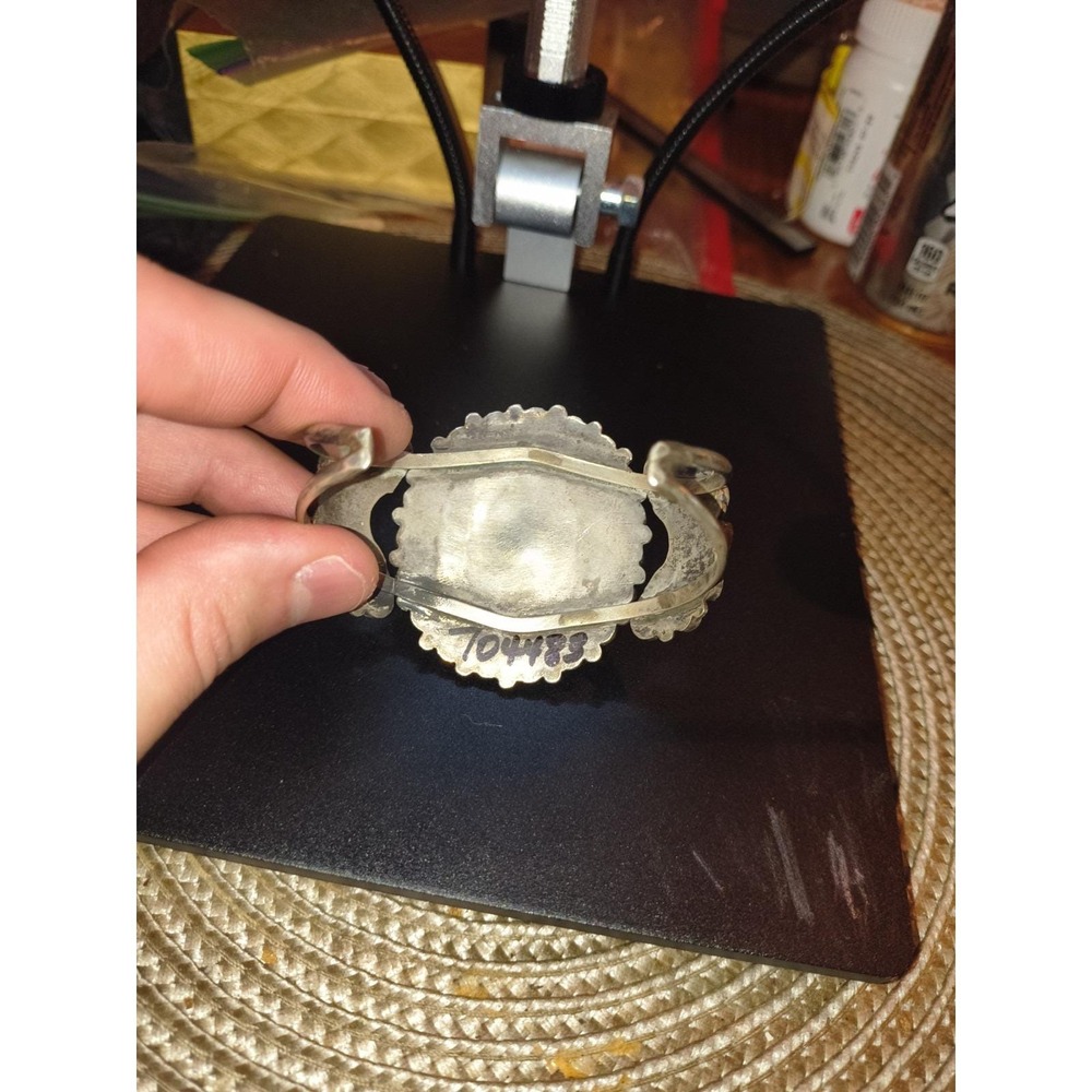 Vintage Sterling Silver Native American Zuni Needlepoint Cuff Bracelet Gorgeous - Picture 5 of 10